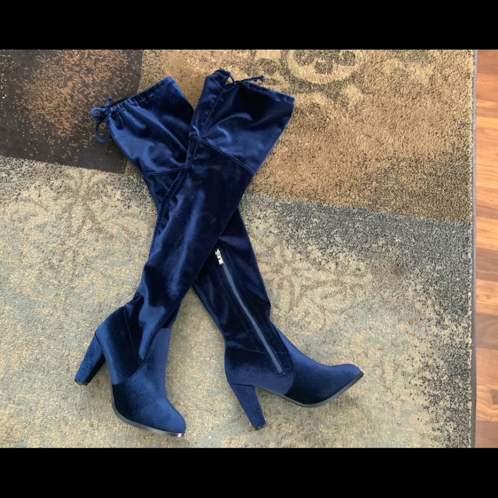 Royal blue heeled boots